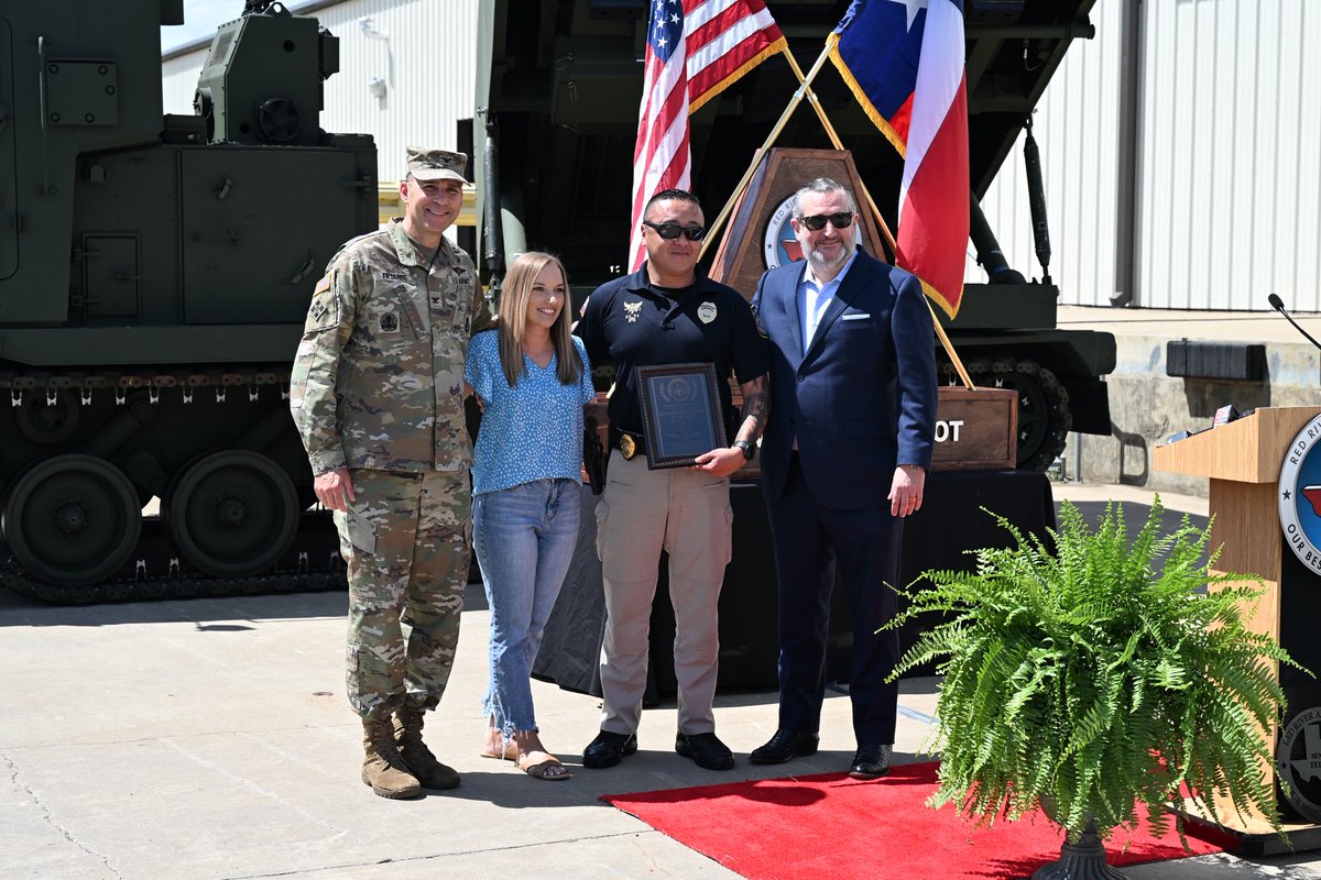RRAD_TX's tweet photo. Honoring our RRAD Police this #NationalPoliceWeek. Sgt. CJ Yi was surprised with the John Awtrey Award Civilian Police Officer of Year during SEN Cruz’s visit, with his wife Megan there to celebrate. Proud of our team and the mutual aid we provide across the region. #TeamRedRiver https://t.co/5kpTMshGUn