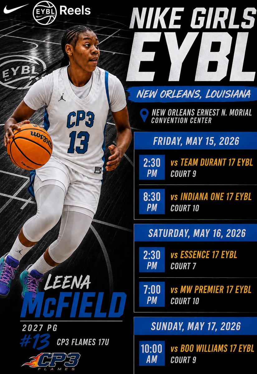 AscensionSport1's tweet photo. Ascension Sports 2027 G Leena McField / CP3 Flame will be in action in New Orleans ! The top prospect out of NC holds P5 offers nationally and will be coveted by the nations top schools . #KeepAscending #ProgramChangerz #WhatAJourney https://t.co/ryjicbqdCJ