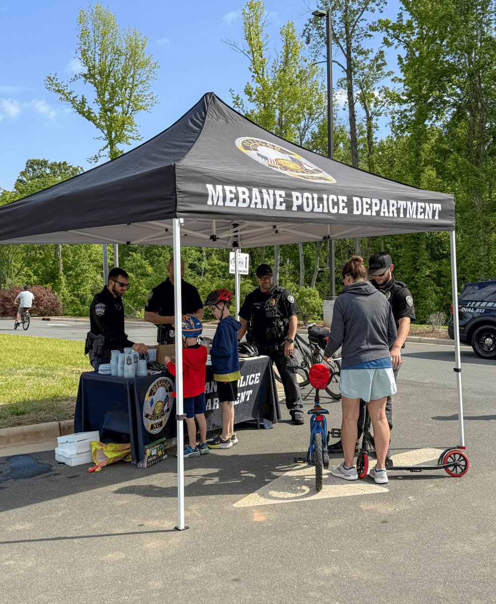 CityMebane's tweet photo. Thank you to everyone who came out for the Mebane Bike Rodeo &amp; Community Ride last Saturday! 🚲

The Mebane BPAC &amp; @MebanePolice loved helping register bikes, guiding riders through the obstacle course, and riding the 1.8-mile route through the scenic greenway!

#BikeMonth https://t.co/V4VgVo55eO