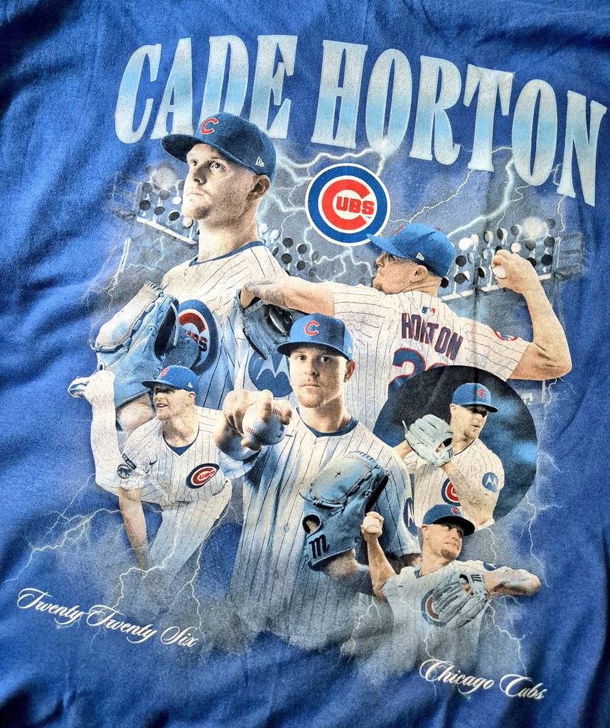 ThatLondonCub's tweet photo. The Cade Horton giveaway shirt is a masterpiece https://t.co/Y8Ae7hvS0o