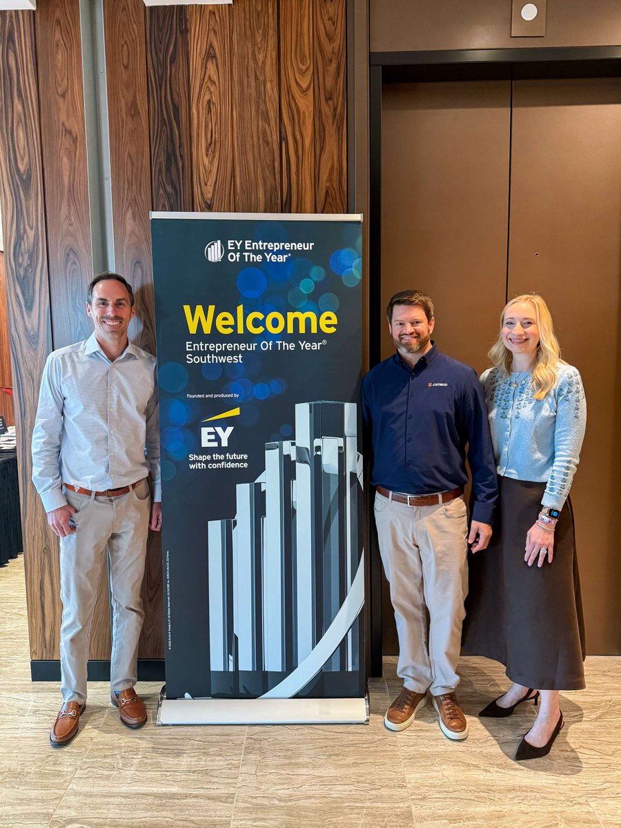 JobTread's tweet photo. Today, our founder and CEO joined the EY Entrepreneur Of The Year® Southwest finalist interviews in Dallas, celebrating this milestone with the JobTread team, partners, and contractors. Congrats to all finalists. We look forward to June's award ceremony. https://t.co/JjSlyvWFBo