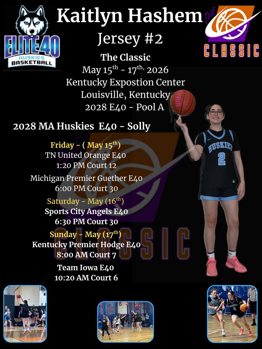 KaitlynHashem2's tweet photo. Latest Updated Schedule for Kaitlyn Hashem (2) and the MA Huskies E40 - 2028 - Coach Solly team for the upcoming event - The Classic - in Louisville - May 15th to 17th.
@SollyCoach
@MAHuskies
@PGHNewEngland https://t.co/XUI7IFqFUq