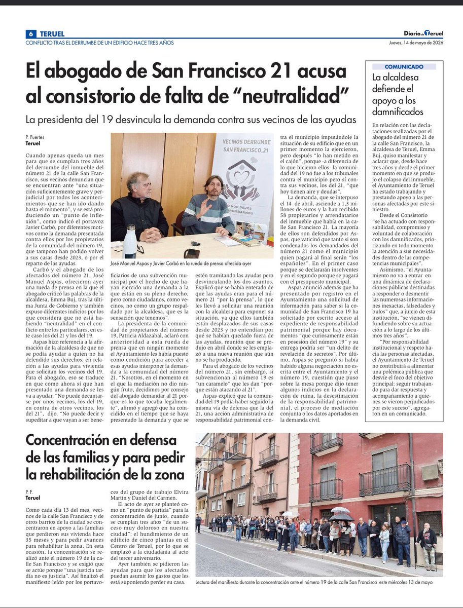 Plataforma Afectados C/ San Francisco Teruel, 21 tweet media