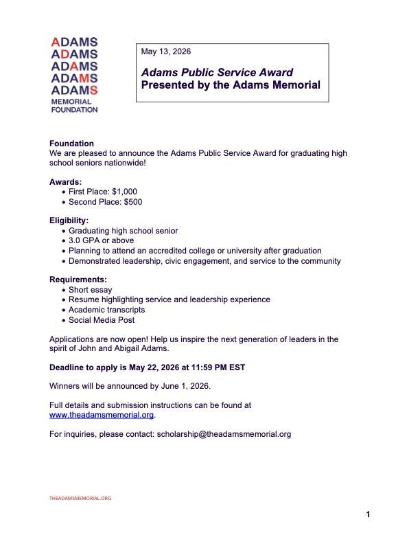 AdamsMemorialFoundation tweet media