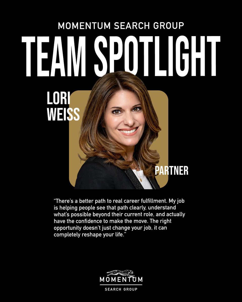 msgrecruiter's tweet photo. The right job doesn’t just change your career, it changes your life.

This week, we’re spotlighting Partner Lori Weiss and what drives her as a legal recruiter: helping people find a new path that truly fulfills them. https://t.co/tbTQin85xv
