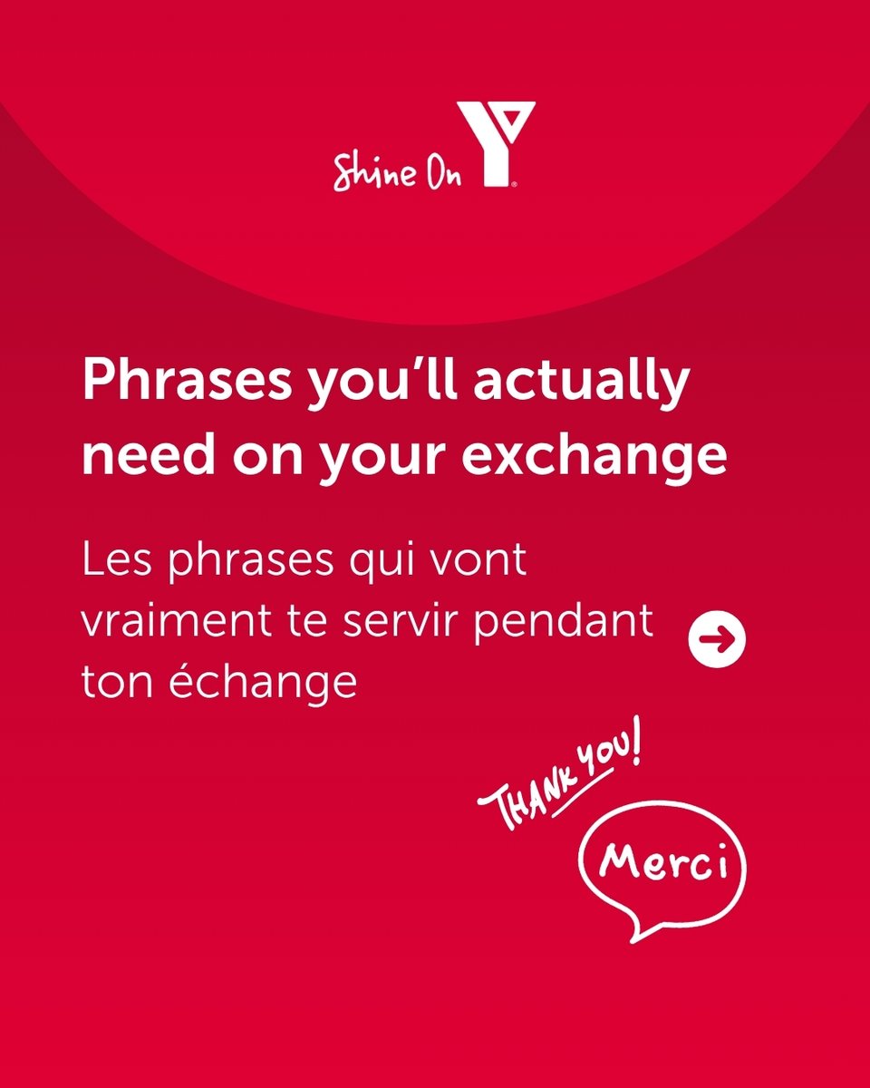 YMCAExchanges's tweet photo. A few phrases can go a long way during your exchange.
From your first day at work to dinner with your host family, it’s the small phrases that help you connect.
And the best part?
You won’t just learn them — you’ll use them every day.
☀️ Visit https://t.co/veJMKBddbG https://t.co/Zu7qTbBOi3