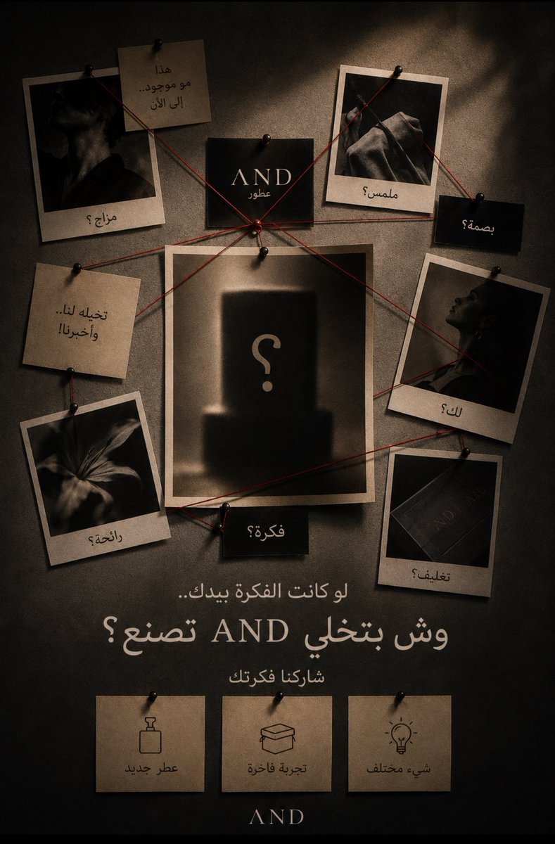 And_perfumes1's tweet photo. تخيّلوا أن القرار بين أيديكم 💭..
ماذا ستجعلون AND تُقدّم 👀؟
شاركونا أفكاركم، وكيف تتخيّلون المختلف✨
#آند_للعطور https://t.co/4FgCet96kY