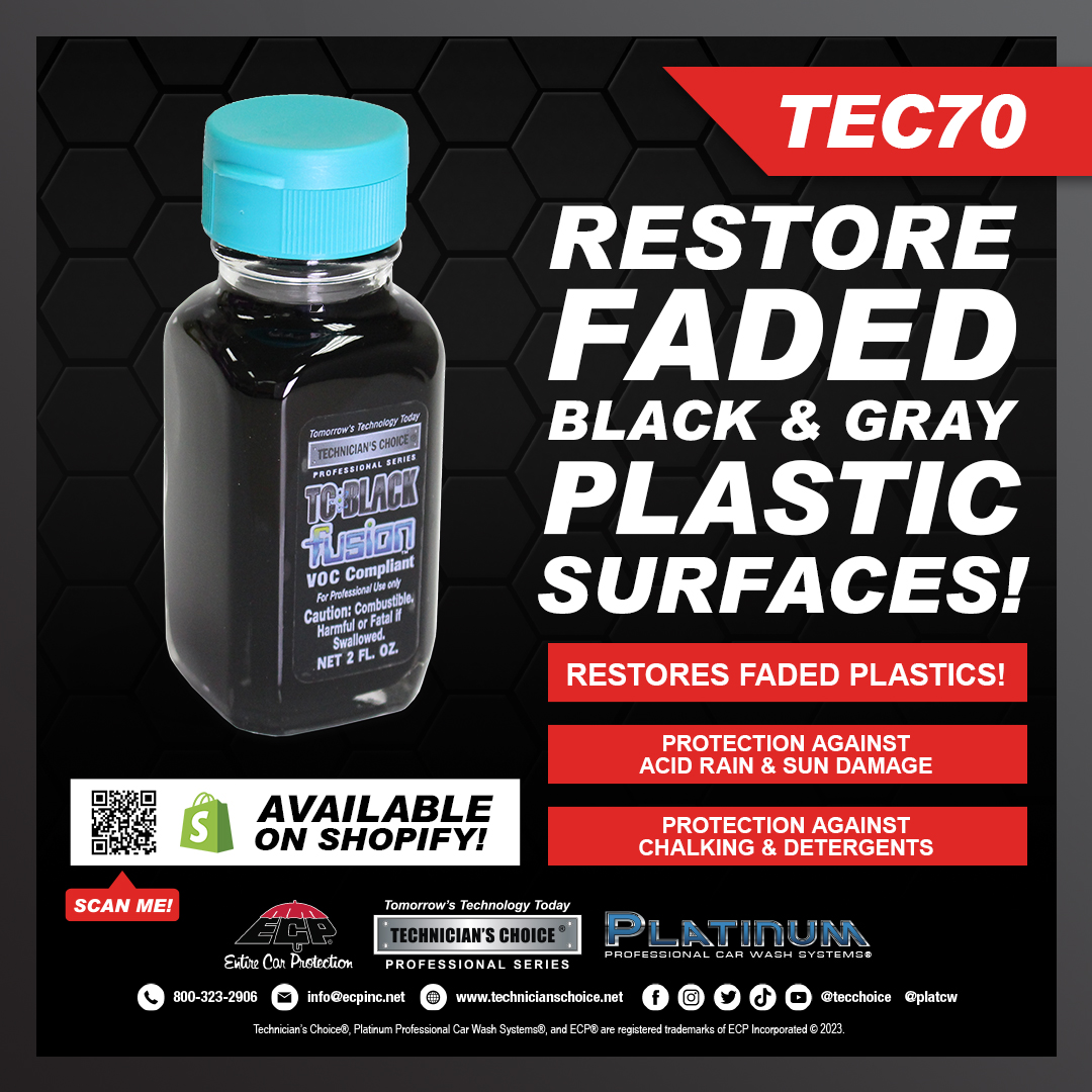 tecchoice's tweet photo. TEC70 Black Fusion: Superior protection for plastic surfaces against fading, chalking, and weathering. #detailing #carwash #cleaning #satisfying #autodetail #clean #dirty #technicianschoice #tecchoice https://t.co/BqWite4QVk