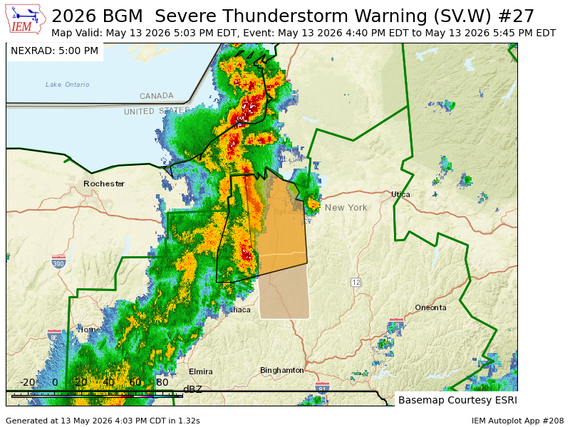 BGM updates Severe Thunderstorm Warning [wind: 60 MPH (RADAR INDICATED ...