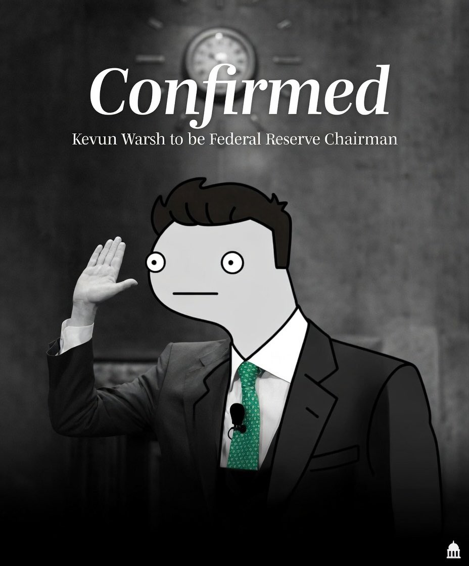 iamKevunWersh's tweet photo. Confirmed ✅ 
New Federal Reserve Chairman for memes https://t.co/ZBYFj50jZE