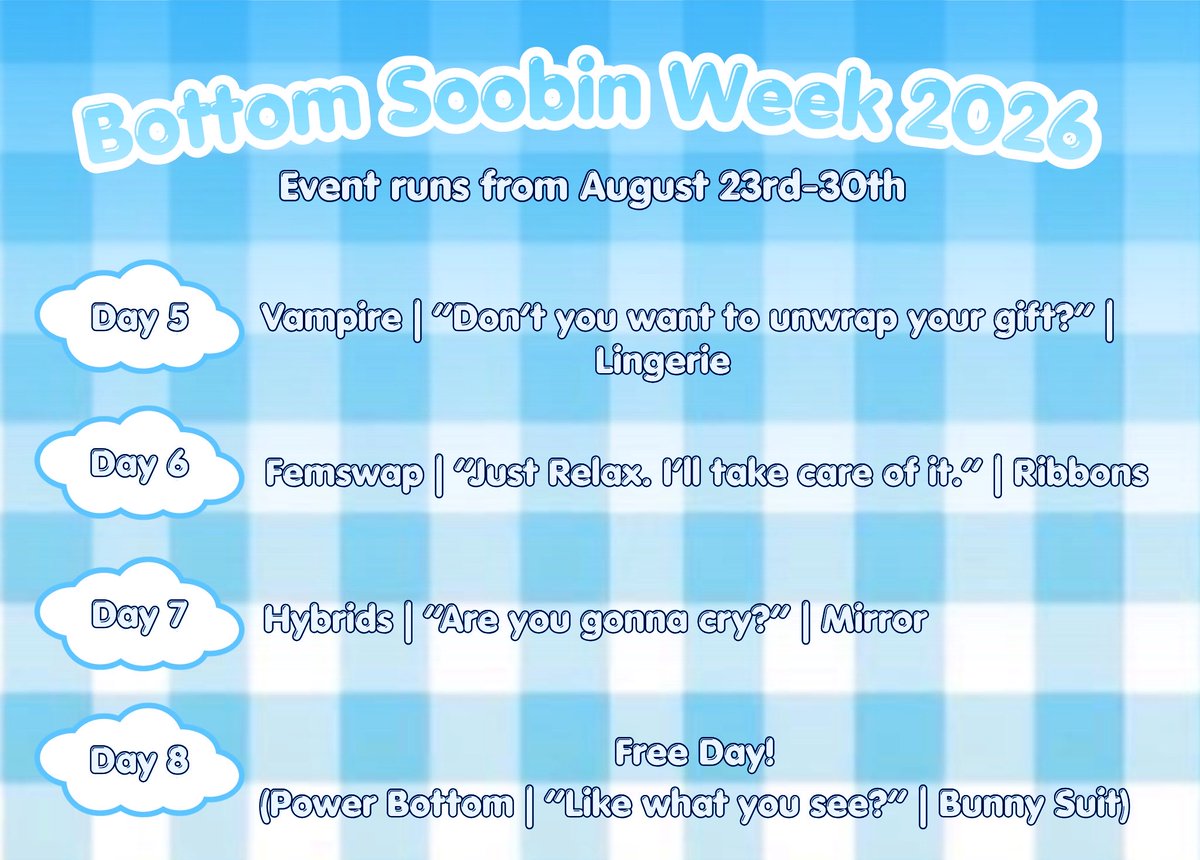 bottomsbnweek's tweet photo. For those who may want a still copy of the prompt list, here it is! https://t.co/rlw2xN89wv