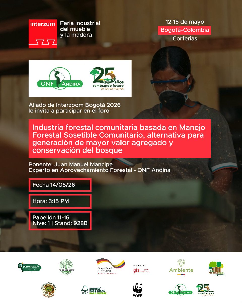 ONFAndina's tweet photo. 🌿 Hacemos parte de #InterzumBogotá2026 compartiendo experiencias sobre sostenibilidad, forestería comunitaria y desarrollo de cadenas de valor para el sector forestal.

Un espacio para conectar conocimiento, innovación y alianzas alrededor de los bosques y el manejo forestal. https://t.co/0b2e4AzCJm