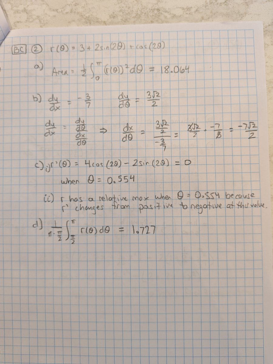Youmshakian's tweet photo. Here are my quick solutions (did not check my work) to the 2026 AP Calculus BC Specific FRQs #2, 5, 6 https://t.co/vYR4HSMaFQ