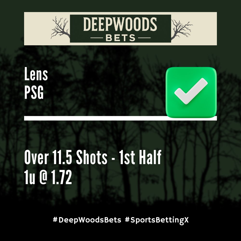 DeepWoodsBets's tweet photo. 🌲 ANOTHER WIN IN THE WOODS 🇫🇷

20 shots in the 1st Half, 14 from Lens and 6 from PSG.

Cheers @StatsHubCom 🍺

+0.72u ✅

#DeepWoodsBets #SportsBettingX https://t.co/81fqVh0h0V