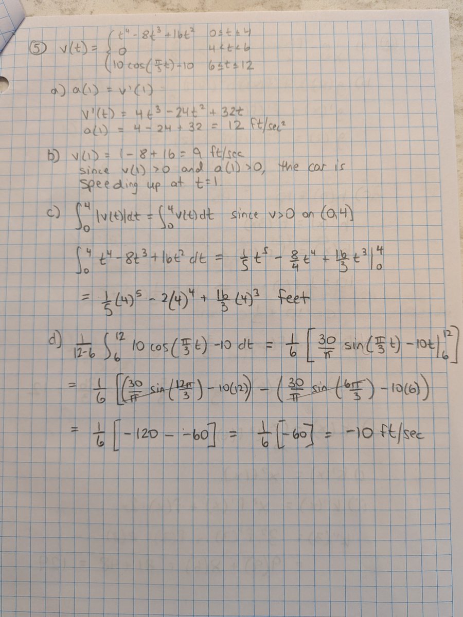 Youmshakian's tweet photo. Here are my quick solutions (did not check my work) to the 2026 AP Calculus AB FRQs #4-6 https://t.co/DcEnT14qlN