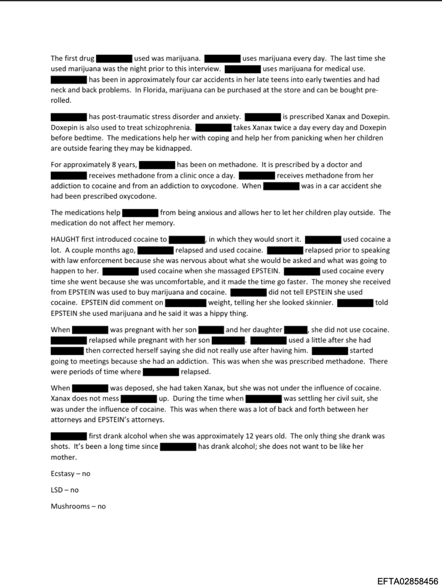 Liesorliars's tweet photo. This is a hard read for the Epstein Files. Please be advised before continuing:

These files show a woman disclosed years of childhood molestation to Jeffrey Epstein at age 14 while massaging him. He said he was sorry about that. The paid encounters continued and escalated to include other men and Ghislaine Maxwell's direct participation.

Palm Beach County records confirm Shawn Haught, accused in the transcript of holding a gun to her head, trying to drown her, and recent kidnapping threats, was charged with violently attacking another woman in May 2025. She stated she feared he would target her and her son.

The woman has filed a claim with the Epstein Victim Compensation Fund. She told interviewers she has no plans to sue Maxwell.

(Remainder of documents in comments)
