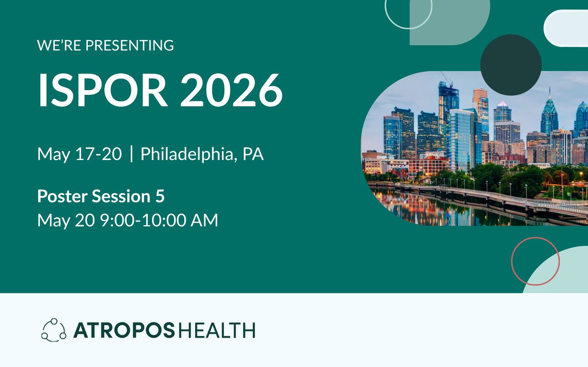 AtroposHealth's tweet photo. Come see our poster presentation "Healthcare Resource Utilization and Total Cost of Care for Elderly Heart Failure Patients Who Add Empagliflozin to Treatment Regimen" on May 20th at #ISPORAnnual. Learn how #AtroposHealth streamlines studies for #HEOR: https://t.co/kQSPCOCZmb https://t.co/CpompxugD3