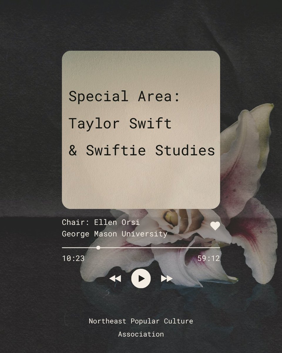 NEPCA01's tweet photo. Check out our new special area!

Taylor Swift &amp; Swiftie Studies
Chaired by Ellen Orsi, George Mason University

#nepca #popculture #taylorswift #swiftiestudies #academic https://t.co/9WfFUTYLRm