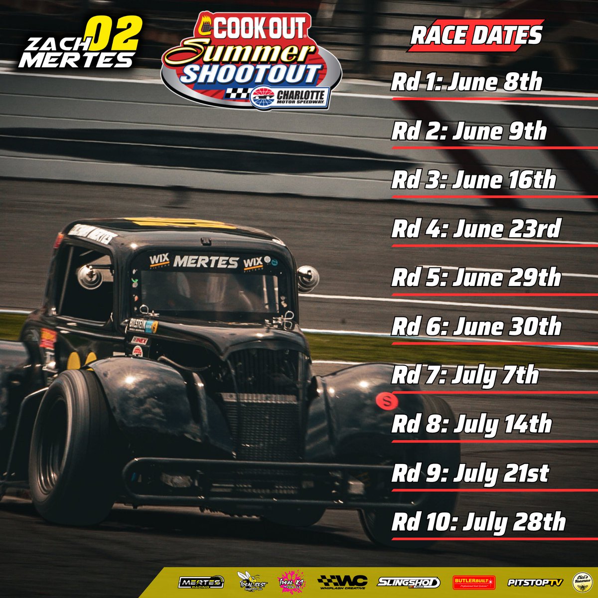ZachMertes's tweet photo. WE'RE SO BACK

Almost a year on since I was last in a racecar, and we're going right back to Charlotte for 8 weeks of racing! Let's go get us some 🏆

#racing #summer #nascar #racecar #letsgo https://t.co/VOWmFAlWAk