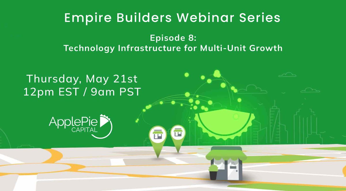 applepiecapital's tweet photo. Empire Builders Webinar - May 21st at 12n EST
With expert panelists Kyle McEuen, CFE &amp; Taj Adhav we explore how the right technology and infrastructure systems enable franchisees to transition from day-to-day operators to strategic leaders.
Register here: https://t.co/sslcYNXkBF https://t.co/nizaddC9k1