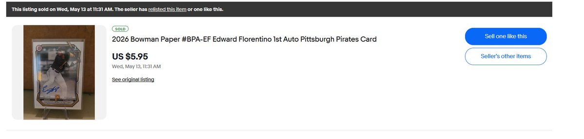 GameOfCrone's tweet photo. @premiercards_2 That's why I'm saying I don't think there was an actual sale. It could've been a coordinated fake sale to try to get the ill informed to sell theirs at the same price. You can even see the buyer relisted and sold at 175 after and took the best offer. https://t.co/rvymOL2tlM