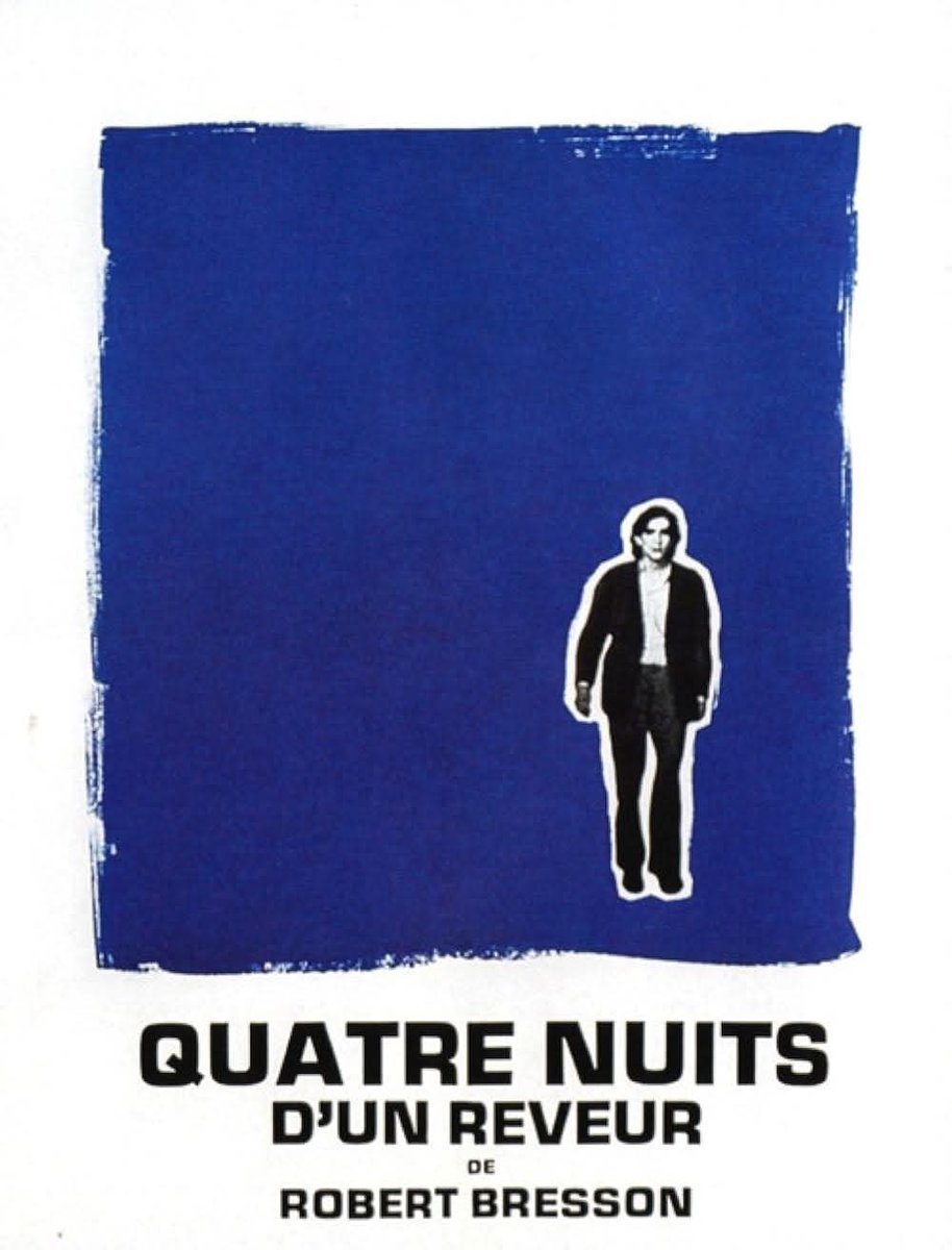 duquedeyork's tweet photo. #LeamosCine
📼 Videoteca Pasional 
✍️ Roberto Villarreal 

55 aniversario de una obrita maestra
🎥 "CUATRO NOCHES DE UN SOÑADOR"
(Quatre nuits d'un revêur) - 1971, #RobertBresson.

===El maestro Bresson filmó su versión libre de "Las noches blancas" de Dostoyevski, inspirándose en tema y atmósfera, adaptando al siglo XX. Un joven aspirante a pintor salva del suicidio a una chica que encuentra una noche en el Pont Neuf de París. Se entera de sus motivos: ha vuelto su amante a la ciudad, luego de un año de ausencia y no le ha llamado. El joven le ofrece escribirle al amante, pero le pide que se vean por otras tres noches. Así se conocerán, se contarán algunos hechos de su vida. EL joven se enamora, pero la chica no, aunque intenta aceptarlo.

===El maestro Bresson tocó el tema del amor entre los seres humanos: nos enamoramos de un ideal, pero al encontrarlo, somos rechazados. Todo se narra dentro del estilo usual, seco, sin mayor emoción como acostumbró filmar el director.

Sin actores profesionales, deseaba que el espectador encontrará contexto y presintiera emoción, por los acontecimientos mismos. Fue la primera película de tres que Bresson filmaría en los años setenta. En 1983 se despediría con "El dinero", aunque fallecería hasta 1999.
#Quatrenuitsdunrêveur

@AR_Bochinche