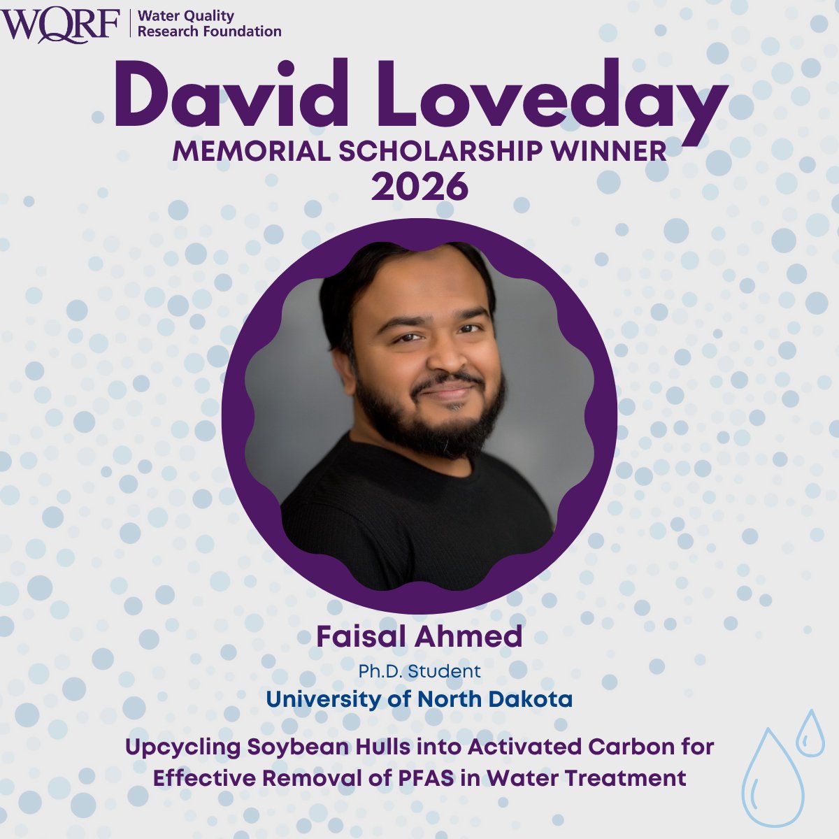 WQRFoundation's tweet photo. Congratulations to our student poster contest winner, Faisal Ahmed!

Don’t miss the opportunity to hear Faisal dive deeper into his research during our upcoming webinar on Tuesday, May 19!

#WaterQualityResearch #FutureLeaders #StudentScholarship #WQRF https://t.co/lKYblWPJhO