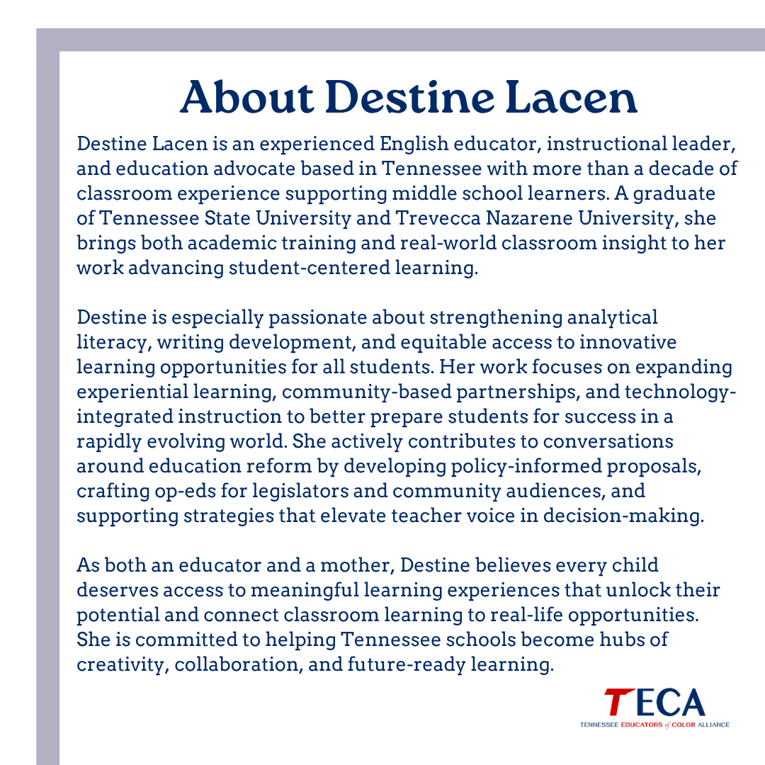TNEdColorAllies's tweet photo. Last call and final reminder for the final TECA PD of 2025-2026. Join Destine Lacen at 4:30 pm CT for "How to Build Student Resilience and Engagement." The session is exclusively available to our Mighty Network members. 

🔗 https://t.co/81fRt1PnR6 https://t.co/pDoBNWDHEG
