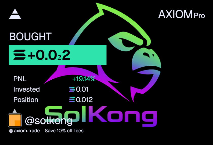 SolKongLabs's tweet photo. ╔═══════════╗
stay trench 🧪
╚═══════════╝
sweet bounce on bonding mcap. easy 20%
early exit because of the chopping &amp; bouncing
solid meme!

#MangoTradingStrategy

trade on Axiom 👇🏼
https://t.co/wsx0L7UvjW

#Solana #Memecoin #CryptoTrading #DeFi https://t.co/wM2BmdQTj0