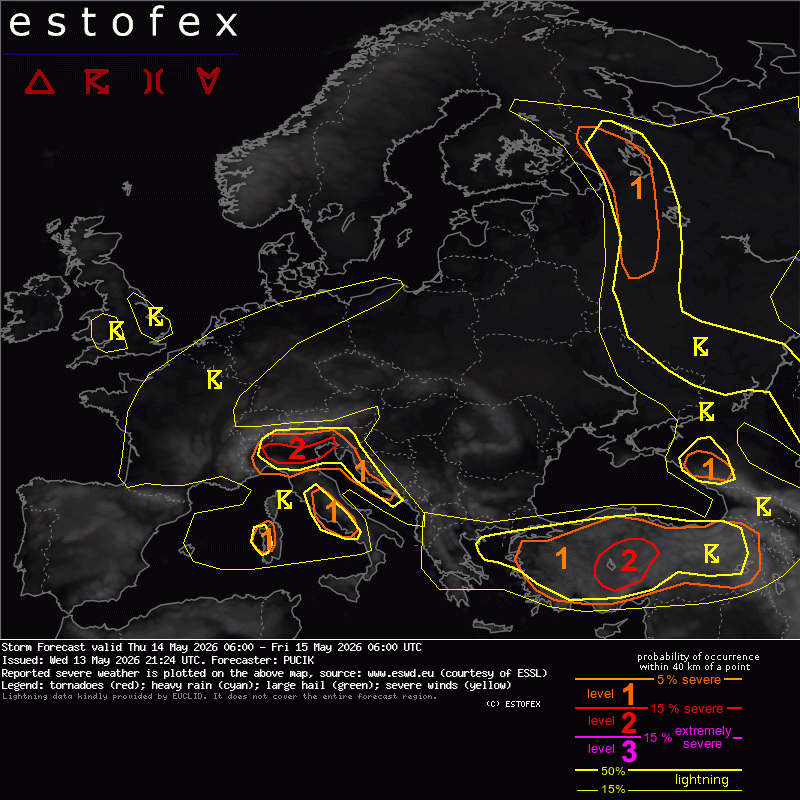 Djpuco's tweet photo. Updated the extended outlook and added a Lvl 2 for Turkey. High-res models continue depicting similar situation over N Italy as this morning. Let's see. If there was double CAPE, I would be considering Lvl 3 for sure. https://t.co/oDz02lZwBx