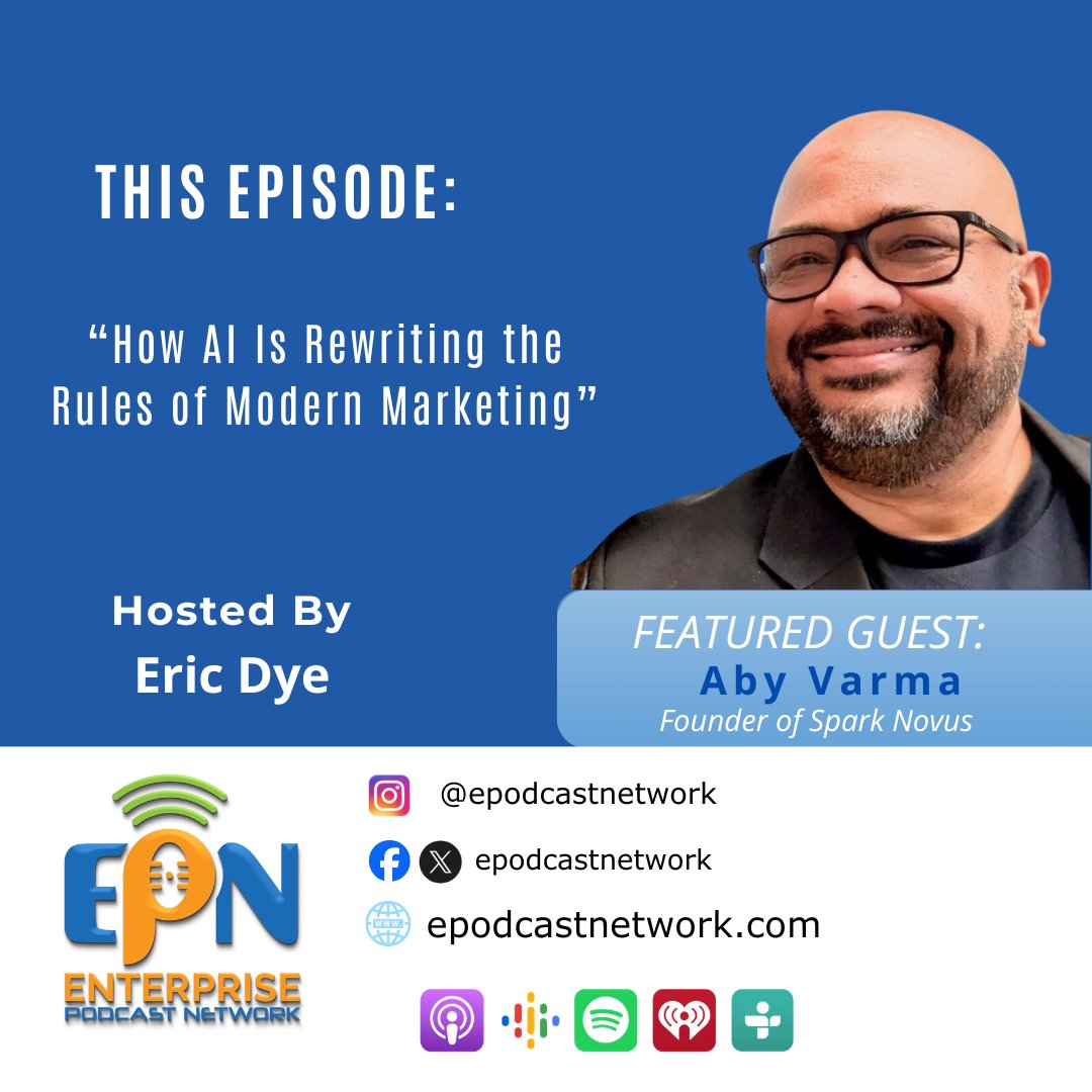 EPodcastNetwork's tweet photo. "How AI Is Rewriting the Rules of Modern Marketing"

Aby Varma, a global business and marketing leader and the founder of Spark Novus, enabling marketing teams to move from AI curiosity to confident adoption joins Enterprise Radio.

🎧LISTEN HERE🎧: https://t.co/3qLqq787er https://t.co/bjqXtXAEYl