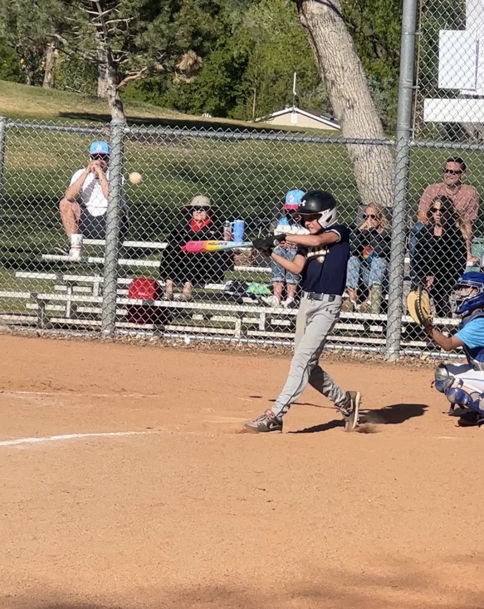 RileyJensen's tweet photo. Game 2: First at-bat, called strike three on a pitch that missed by 3-4 ball widths. Tears again.  Before I can say anything he looks at me and goes:
“It’s how you respond… right?”  Next at-bat: first homer of his life. 3 RBI.
At-bat after that: second homer. 2 more RBI. https://t.co/Gd7XJ5NGkP