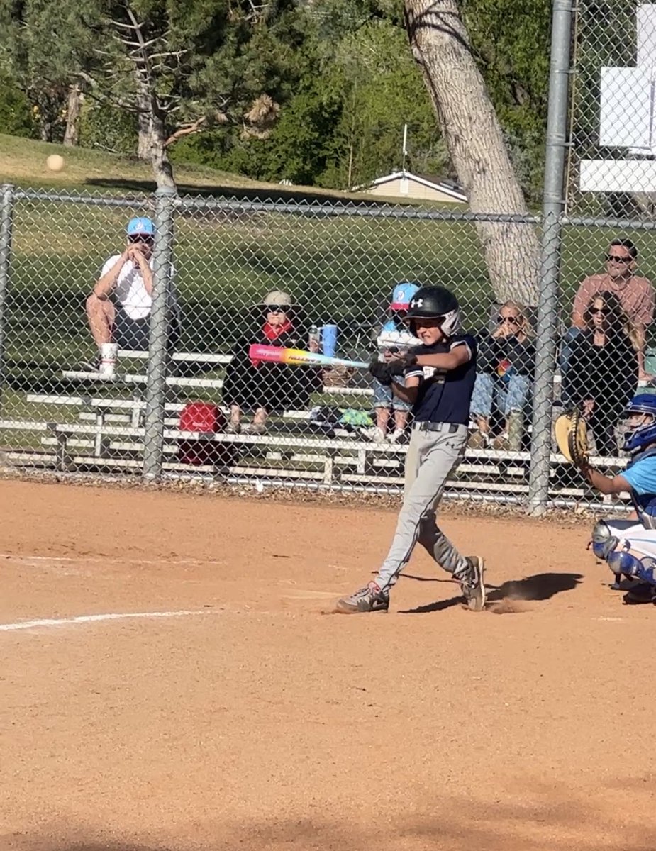 RileyJensen's tweet photo. Game 2: First at-bat, called strike three on a pitch that missed by 3-4 ball widths. Tears again.  Before I can say anything he looks at me and goes:
“It’s how you respond… right?”  Next at-bat: first homer of his life. 3 RBI.
At-bat after that: second homer. 2 more RBI. https://t.co/Gd7XJ5NGkP