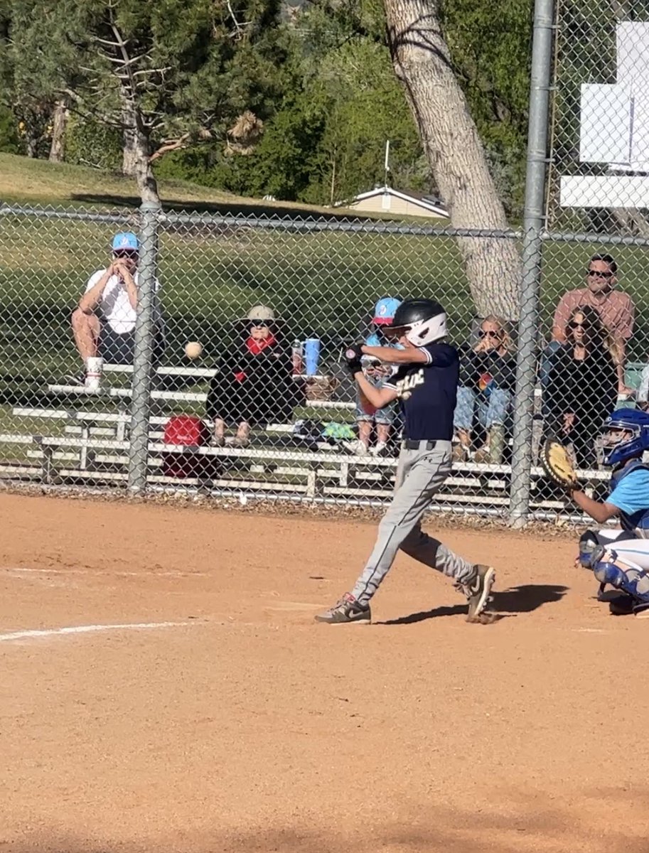 RileyJensen's tweet photo. Game 2: First at-bat, called strike three on a pitch that missed by 3-4 ball widths. Tears again.  Before I can say anything he looks at me and goes:
“It’s how you respond… right?”  Next at-bat: first homer of his life. 3 RBI.
At-bat after that: second homer. 2 more RBI. https://t.co/Gd7XJ5NGkP