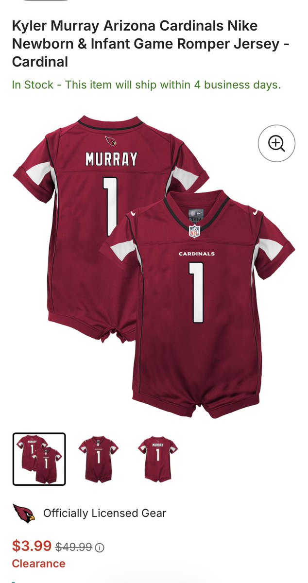 QuineTime's tweet photo. Game worn Kyler jersey for $3.99 is insane https://t.co/o8XQyaME8w