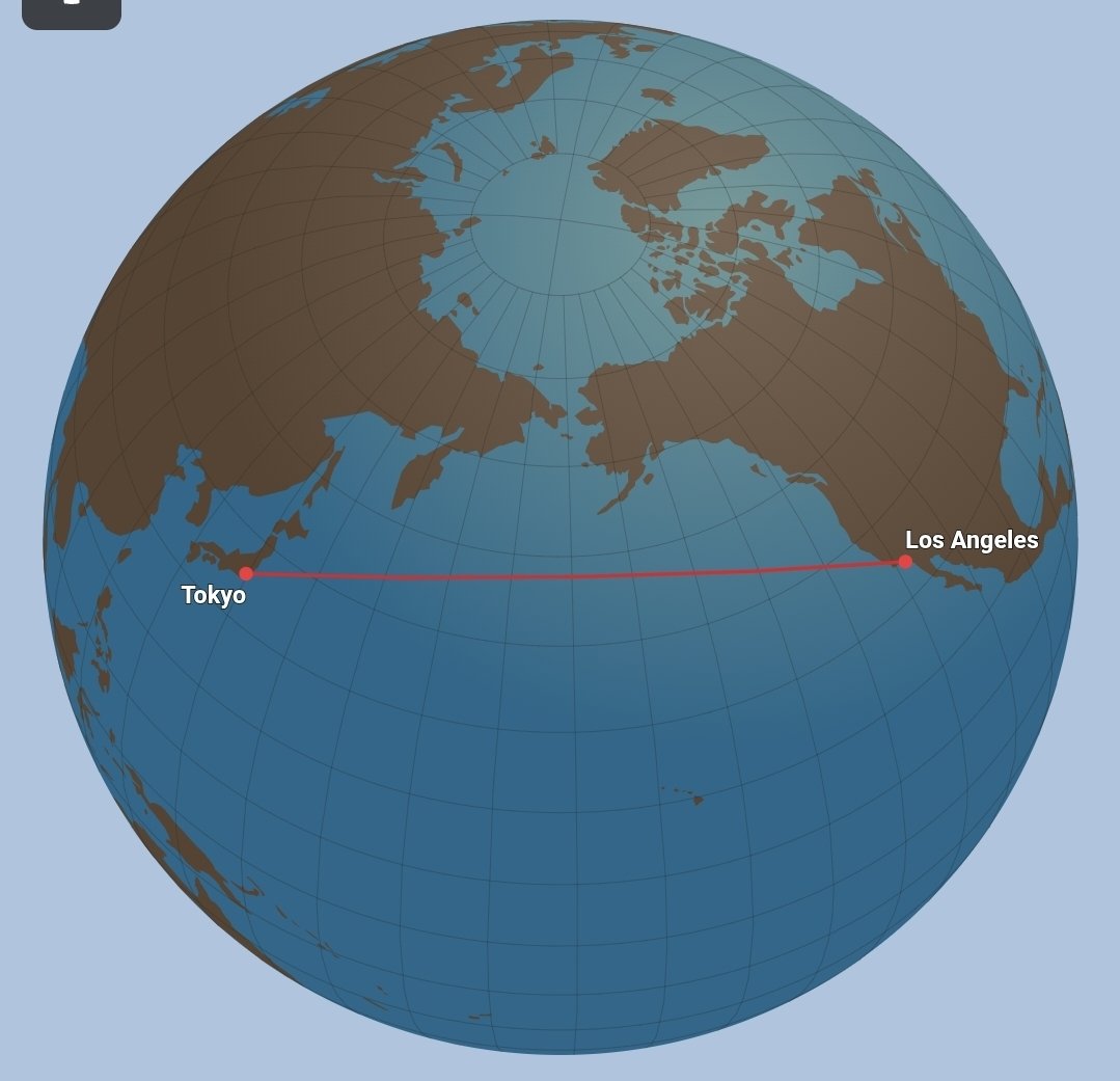 FooleryT's tweet photo. @SocialismIsCrap @Lennert_vd_Boom @frudelik @FTFEofficial @themuso2008 @JimmyNoJabba @_JS_Bond_ That curved path is the great circle route. https://t.co/dRLT1OWRjq