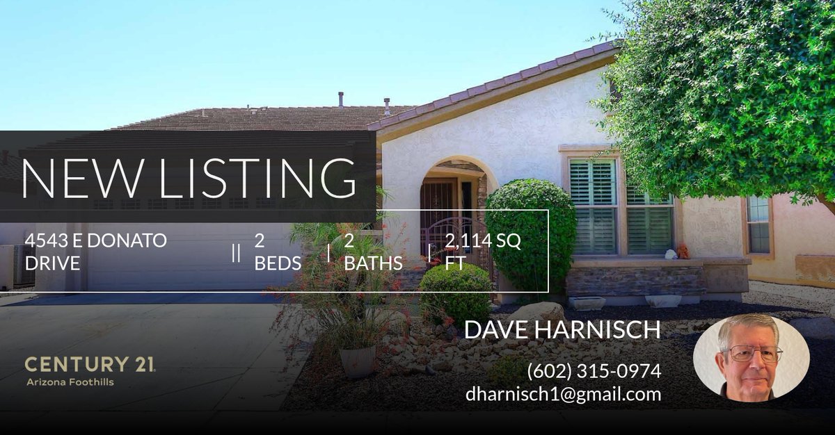 dharnisch's tweet photo. 📍 New Listing 📍 Take a look at this fantastic new property that just hit the market located at 4543 E Donato Drive in Gilbert. Reach out here or at (602) 315-0974 for more information!

Listed by Betty L Patterson

Dave Harni... https://t.co/uvEo2rxgid https://t.co/m4wBIQqTta