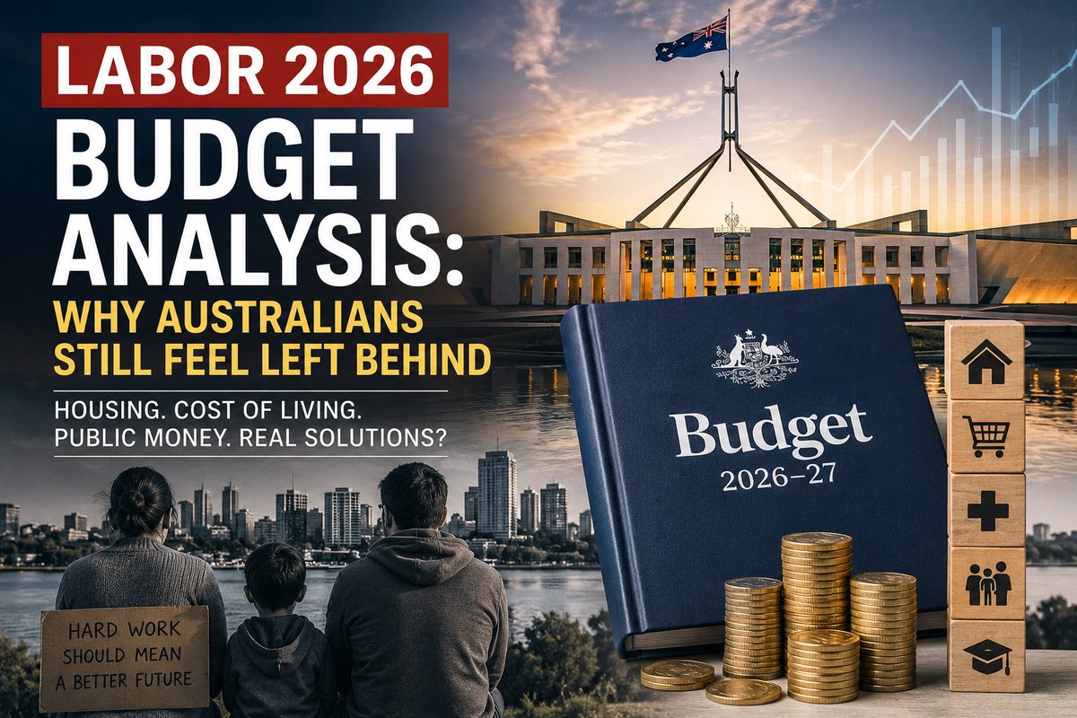 AustfutureHay's tweet photo. Labor 2026 Budget Analysis: Who Really Benefits?
Australian Politics
By Denis Hay | May 14, 2026
Labor 2026 budget analysis examines housing, cost of living, and why governments avoid deeper reforms Australians want.
https://t.co/NZ227DVcbj https://t.co/1cW9KHAD3N