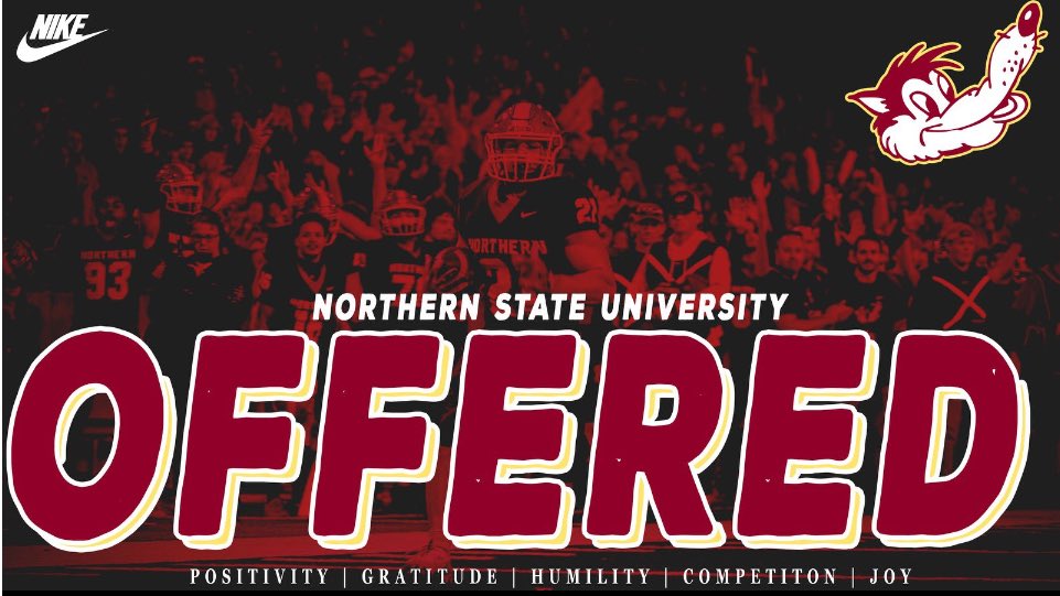 Travonflowers2's tweet photo. After a great conversation with @CoachGlas05  I am blessed to receive my second offer to play at northern state university
#agtg
@Coachponcy58 @DGray06Jr @CoachZMiller_FB @CoachPittsKC @PHSPantherFB https://t.co/d1NBwXy8Ch
