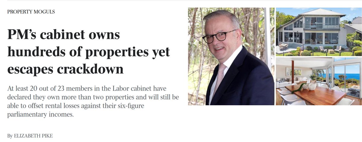 MrsS2023's tweet photo. Whilst young Australians struggle with the cost of living and #Labors New taxes.

#Labor Ministers live high on the hog.

At least 20 out of 23 members in the Labor cabinet have declared they own more than 2 properties https://t.co/sFpylmQF5e