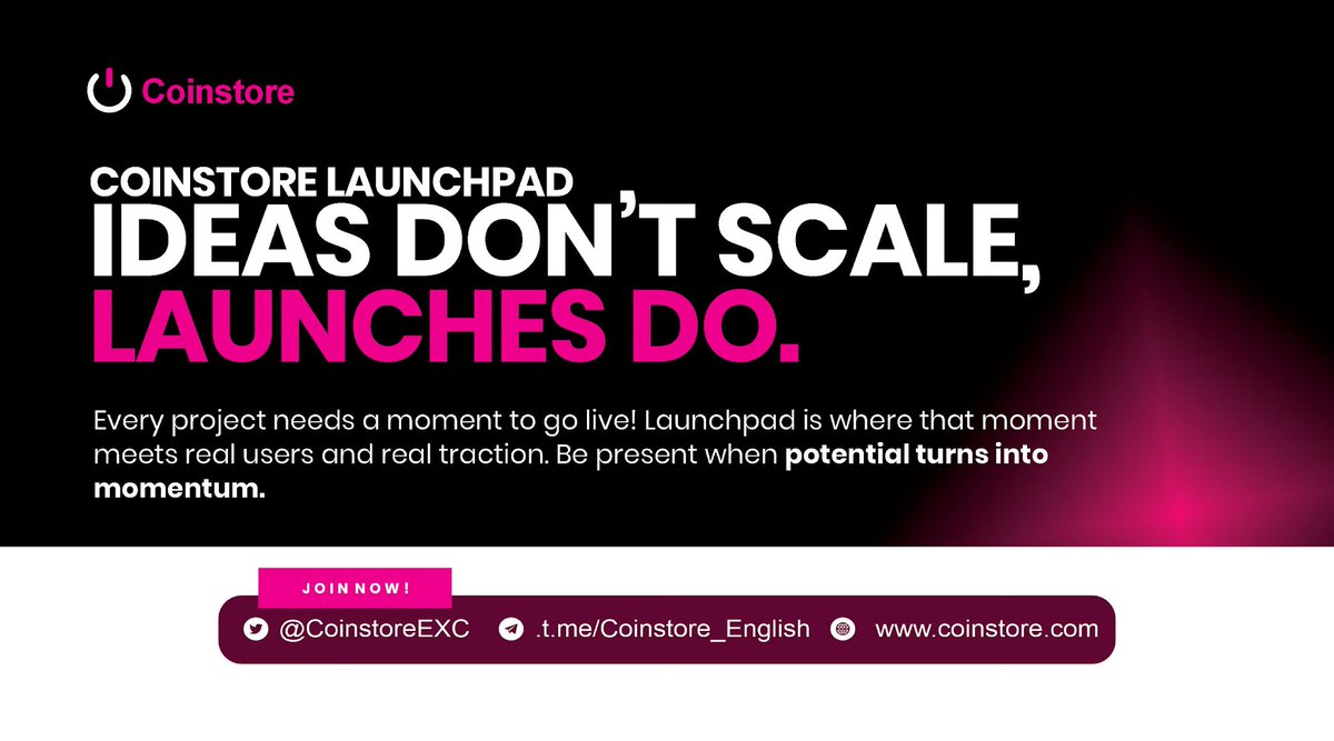 RaskiJoe's tweet photo. Great ideas mean little in crypto without visibility.
@Coinstoreexc Launchpad connects projects with supporters.
Innovation turns into utility when the market sees it 🚀
https://t.co/61c0XELSeh

https://t.co/Y0YJ1f8Pts

#crypto #coinstore #Launchpad https://t.co/IDBdbxMoOX