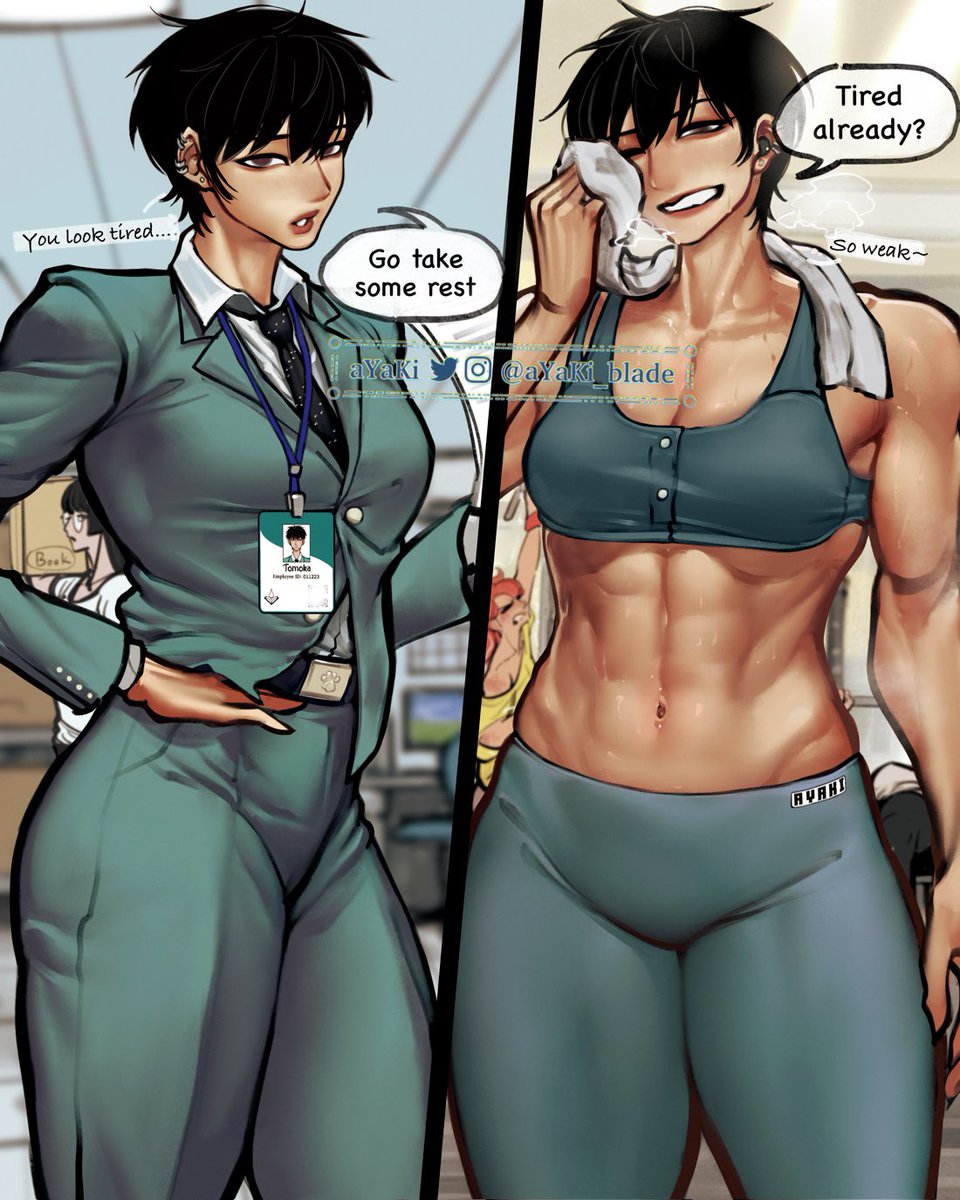 「Her at work &amp; Her at the gym」|aYaKiのイラスト