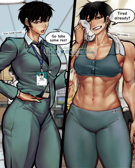 Her at work &amp; Her at the gym