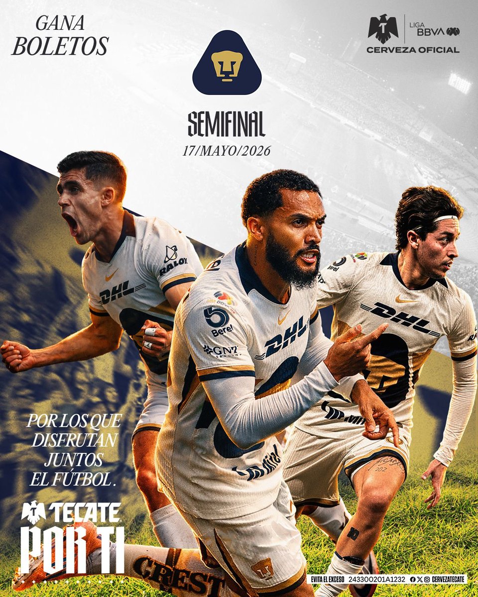 CantaloCamacho's tweet photo. 🔥⚽¡Es hora de vivir con pasión el @PumasMX vs @Tuzos  CON @CervezaTecate!🔥

Tenemos UN pase doble. 🎟️

Participa y vive la emoción en el Olímpico Universitario viviendo una experiencia #TECATE y disfrutando del partido como se debe.

🔹¿Cómo participar?

1️⃣ Sigue a @CantaloCamacho, @gabosainz 
 y a @cervezatecate en IG y X.

2️⃣ DALE LIKE AL POST Y usa el hashtag #CantaloCamacho y #CervezaTecate

3️⃣ Responde la siguiente pregunta en los comentarios: ¿Qué jugador de Pumas marcó el gol del titulo en 2009?

4️⃣ Elegiré a 1 ganador entre los comentarios, anunciaré vía X.

¡Así de fácil! DOMINGO 17 DE MAYO anunció al ganador a través de X.

¿Listos para vivir el fútbol al máximo? ⚽️
LO VAMOS A CANTAR Y GOZAR JUNTOS