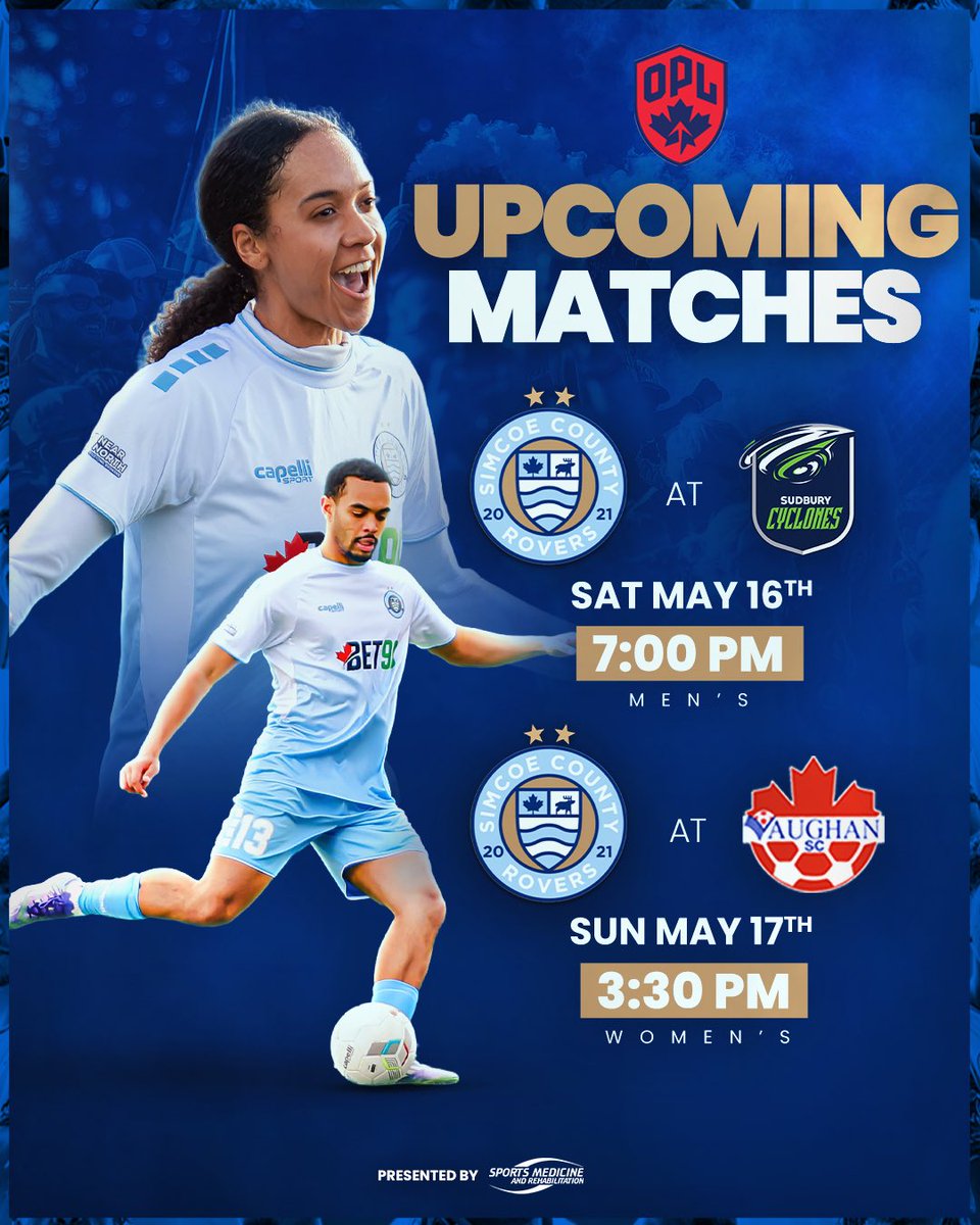 roversfc_opl's tweet photo. Busy week ahead. 📅⚽

Men's hit the road to Sudbury Saturday, then bring it home midweek. Women's travel to Vaughan on Sunday.

🗓️ Men's | May 16 @ Sudbury Cyclones
🗓️ Women's | May 17 @ Vaughan Azzurri

Rovers go again. 🔵⚪

#SimcoeRovers #RoversFC #OPL #MatchWeek https://t.co/WwVTt5SZFI