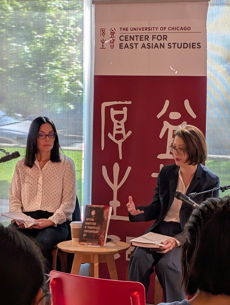 UChicagoCEAS's tweet photo. Namiko Kunimoto considers contemporary artwork from across the transpacific region by documenting efforts to expose colonial trauma &amp; reveal its presence in shaping political liberalism in Japan during today's #CEASAuthorTalks @SeminaryCoop https://t.co/wGDa6PC5sT