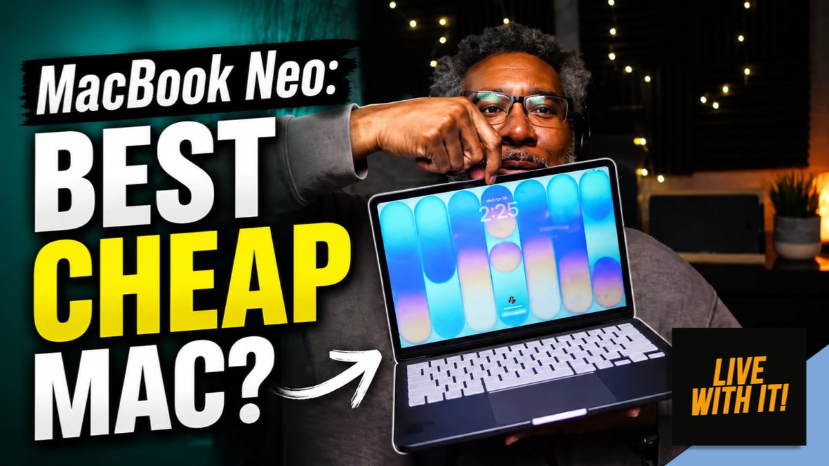 dtnsshow's tweet photo. MacBook Neo: Best Cheap Mac? – Live With It, Wednesday May 13, 2026 with @sarahlane @RobbDunewood  
Listen here: https://t.co/sZVm30BFUi
Watch here: https://t.co/OAEPuGj6jv https://t.co/c0VpQRY9q7