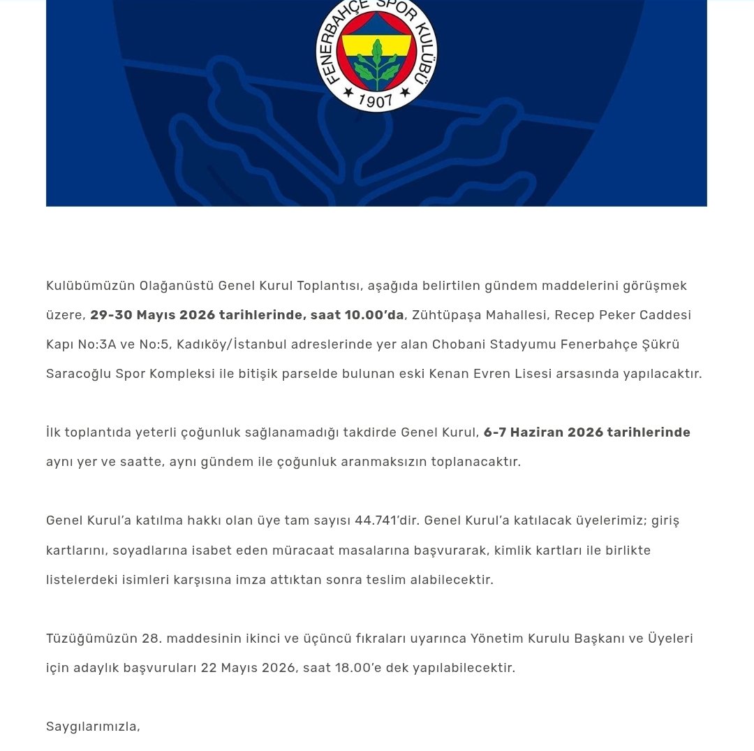 Tek Yol FENER tweet media