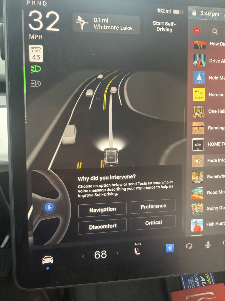 superdrew99's tweet photo. What idiot @Tesla @elonmusk thought a survey while driving was a good idea?  The only way to get rid of it and see important info is to answer the stupid question.

@NHTSArecalls @NHTSAgov it seems like we need another recall https://t.co/dfs4DYY7ZS