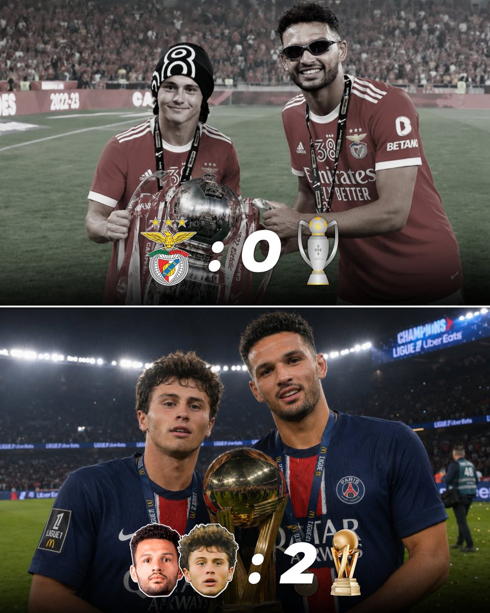 amor_encarnado_'s tweet photo. 🏆🏆 João Neves e Gonçalo Ramos são CAMPEÕES da Liga Francesa! Estes dois juntos, desde que deixaram o Benfica, já venceram 2 campeonatos. O Benfica até ao momento... nenhum 😕💔
Parabéns campeões #MadeInSeixal 🦅❤️ https://t.co/BOMKyQQPjF